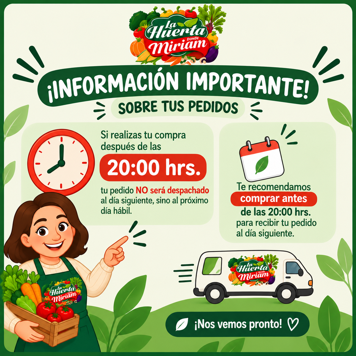 Información importante sobre fechas de despacho